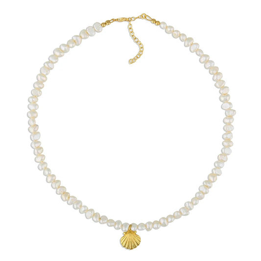 Gemnel Bohemia Beach Freshwater Pearl Shell Pendant Choker Necklace
