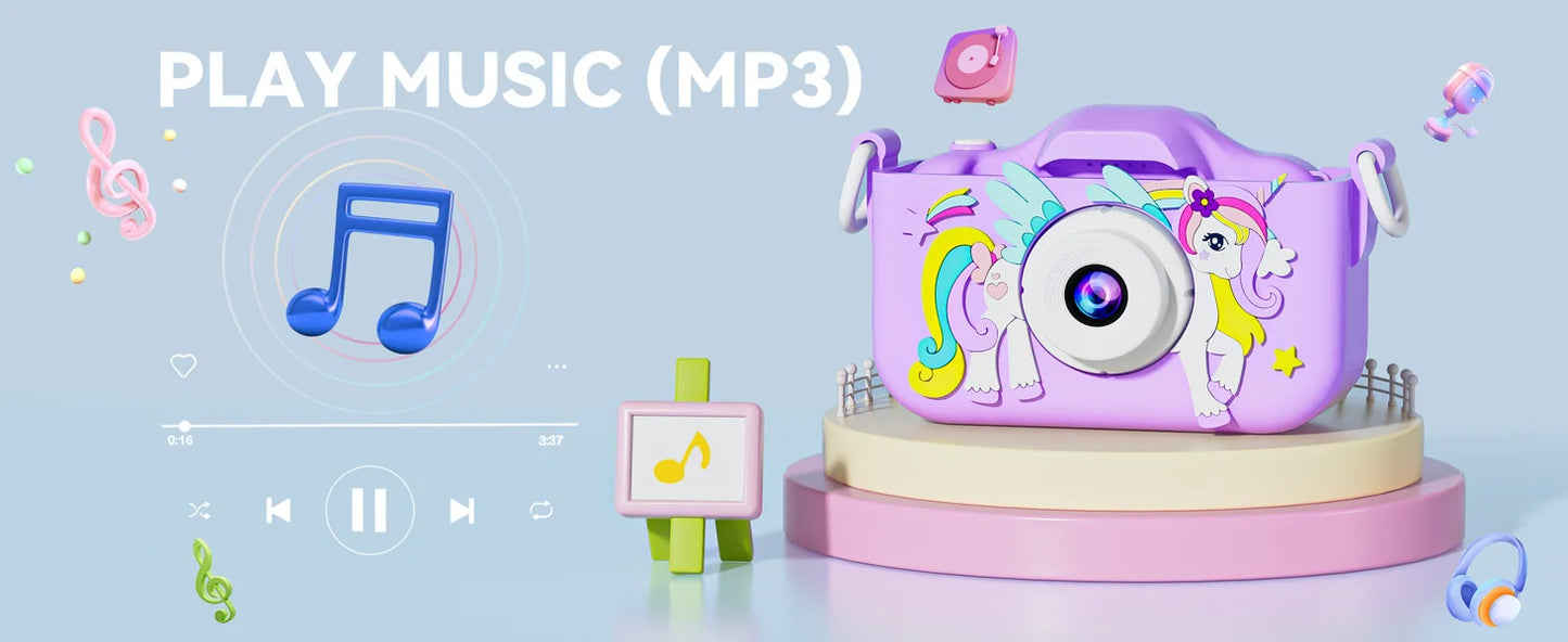 Kinder Mini Kamera Cartoon Einhorn Spielzeug Für Mädchen Jungen Geburtstag Geschenke 1080P HD 2 Zoll Bildschirm Mit Silikon Hülle Aufnahme Leben Kamera