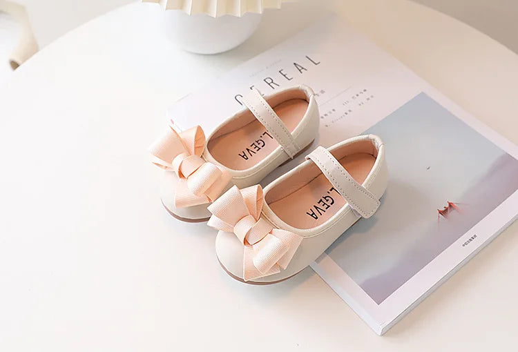 Mädchen Leder Schuhe 2025 - Süße Prinzessin Schleife Einzelschuhe - Frühling Herbst Casual Flats Weiche Sohle