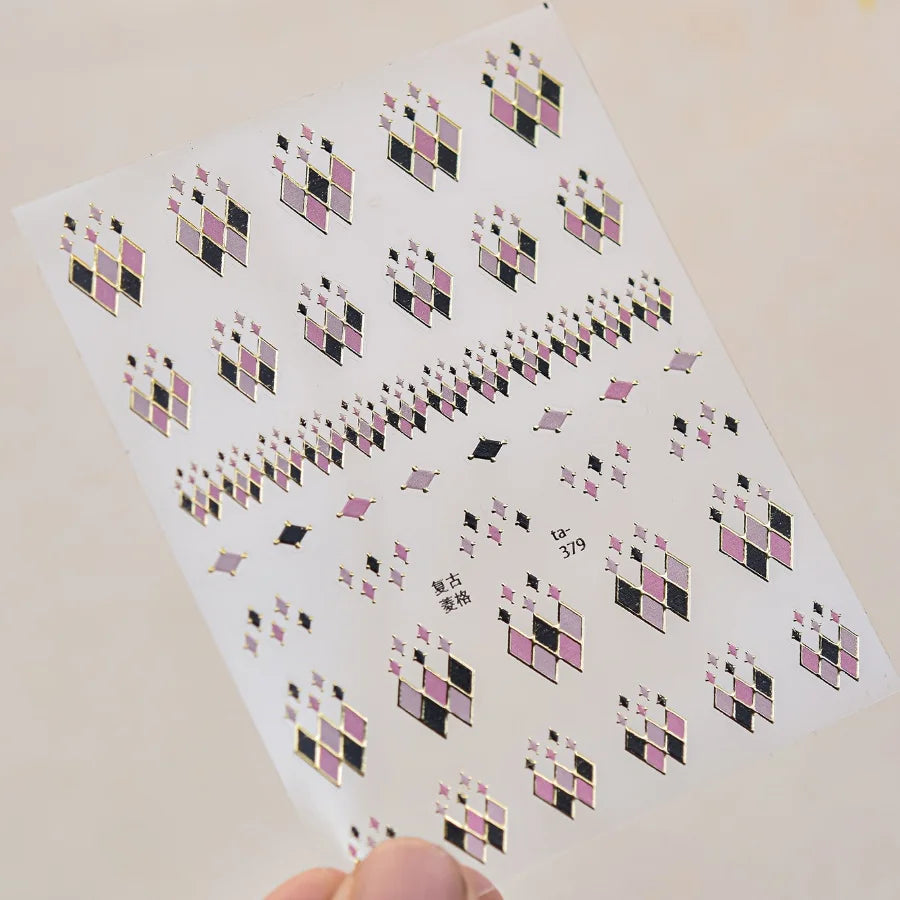 Autocolante pentru unghii RhstoeChoice 5D cu margine aurie - inimă, lună, stea