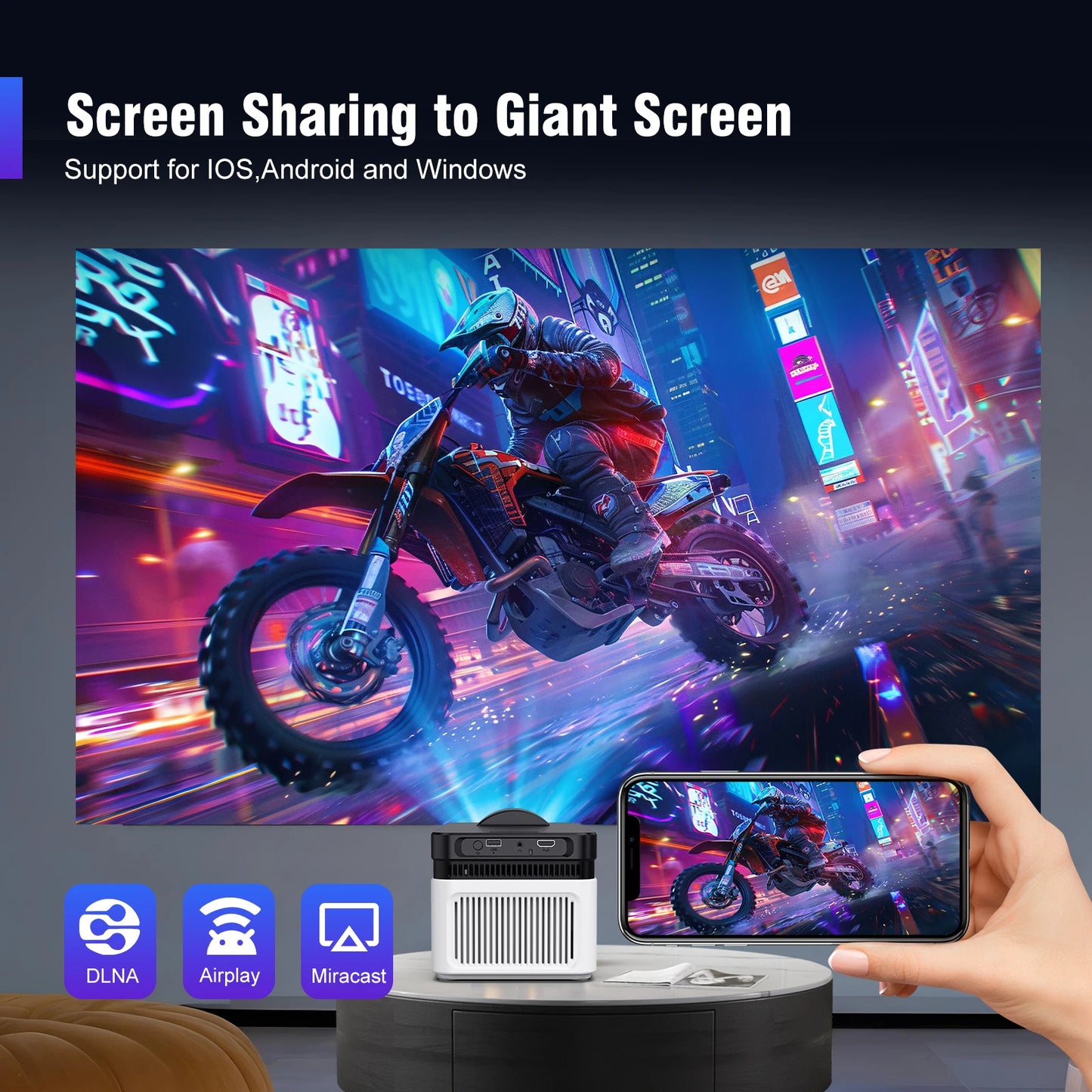 Proiector Magcubic Ultra Short Throw HY450 cu decalaj automat 8K 4K 1080P 900ANSI BT5.4 Focalizare electronică WiFi6 AllwinnerH716 Voce