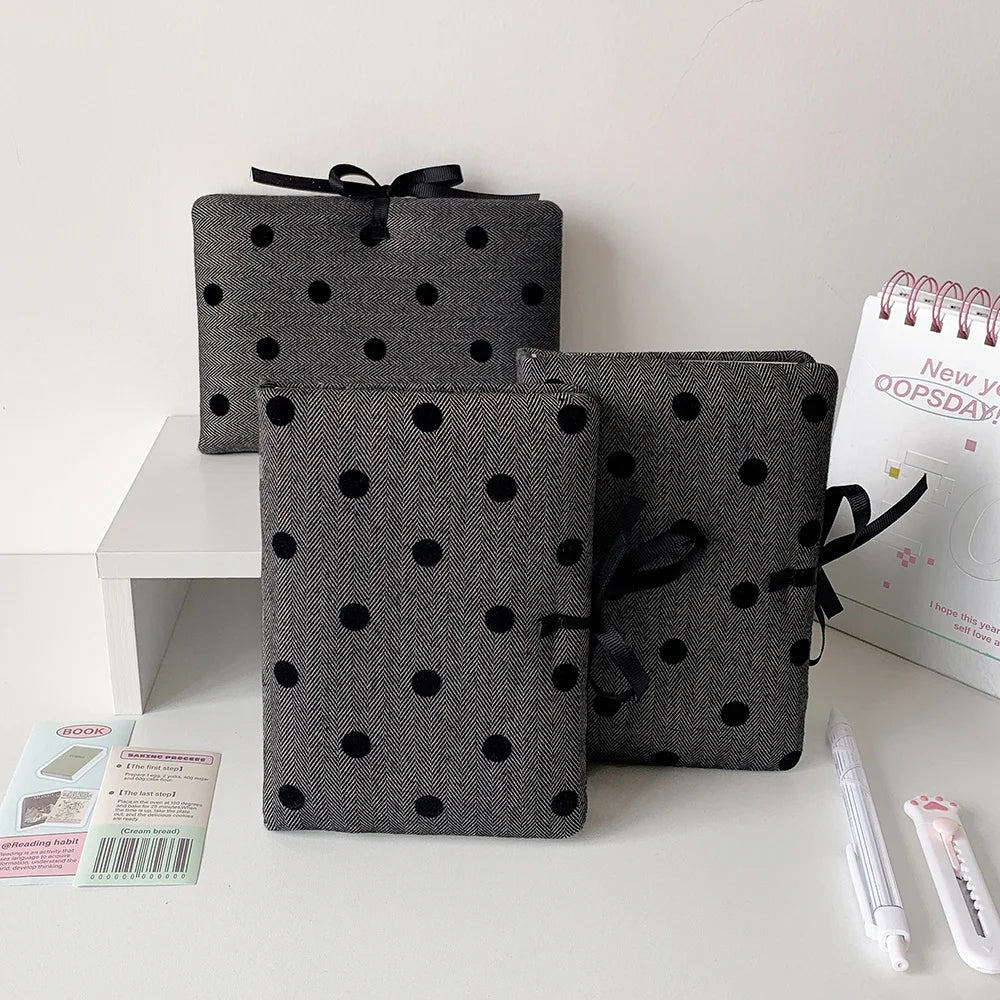 Ins Style Soft Cover Notebook Black Polka Dot Soft Foam Notebook Minimalist Handbook Journal Book Lanyard Notebook