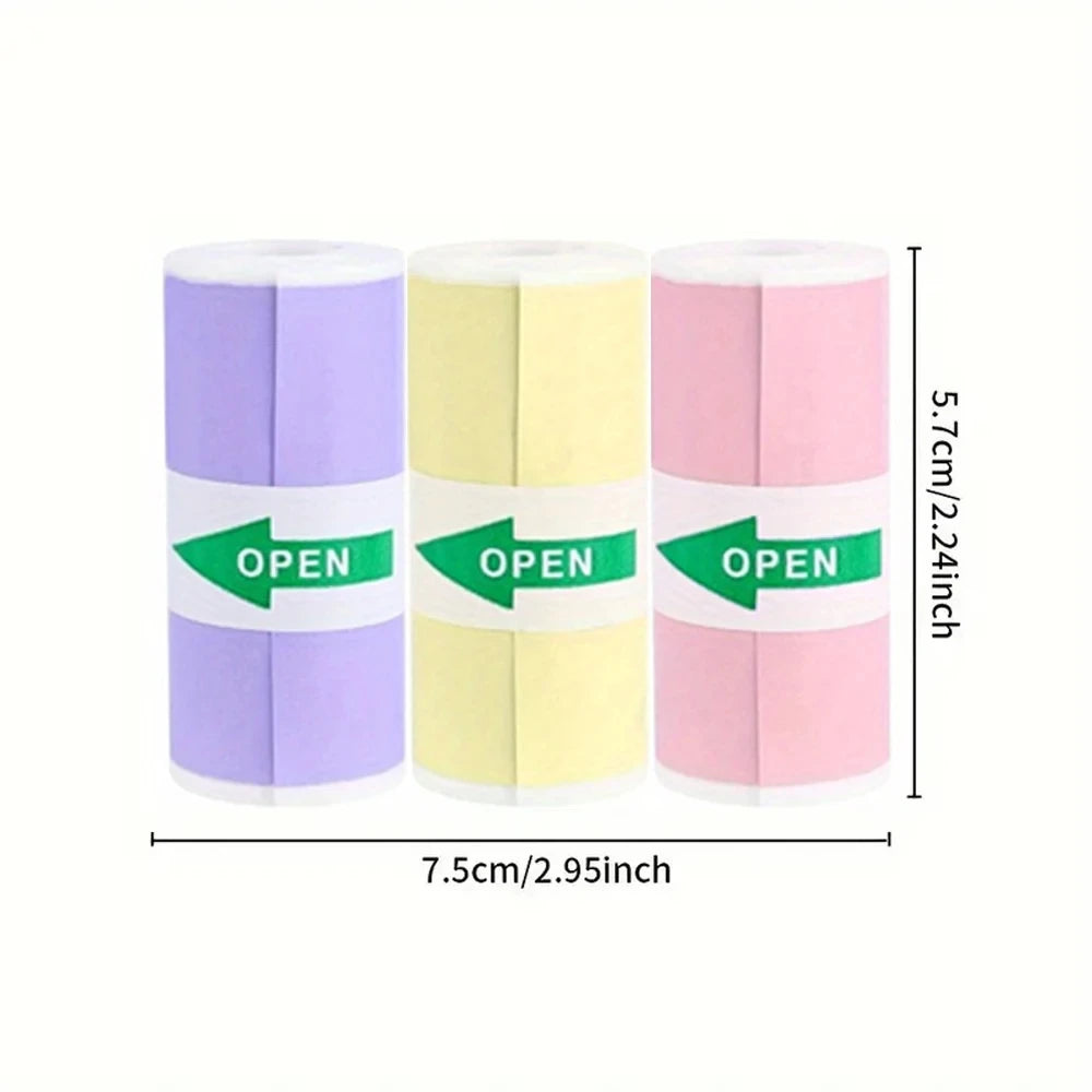 Thermopapier 2025: 3 Rolls of Mini Printer Paper Thermal Paper Printable Stickers for Pocket Thermal Printers Collection
