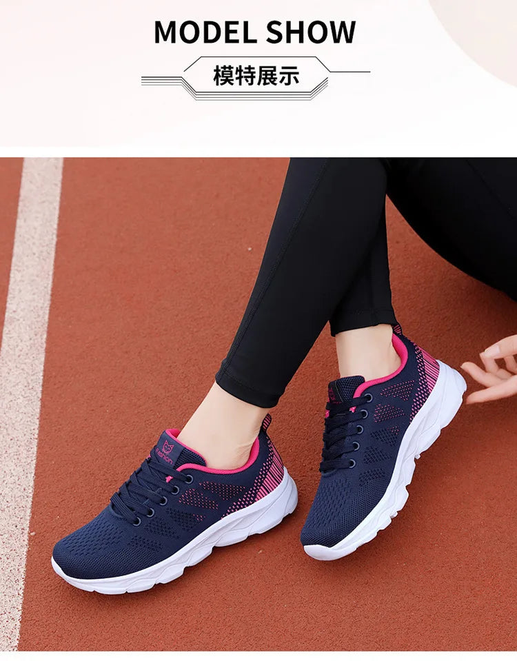 Hot Sneakers Shoes for Women Soft Flat Casual Shoes 2025 Spring Summer Light Breathable Mesh Sneakers Walking New Ladies Shoes