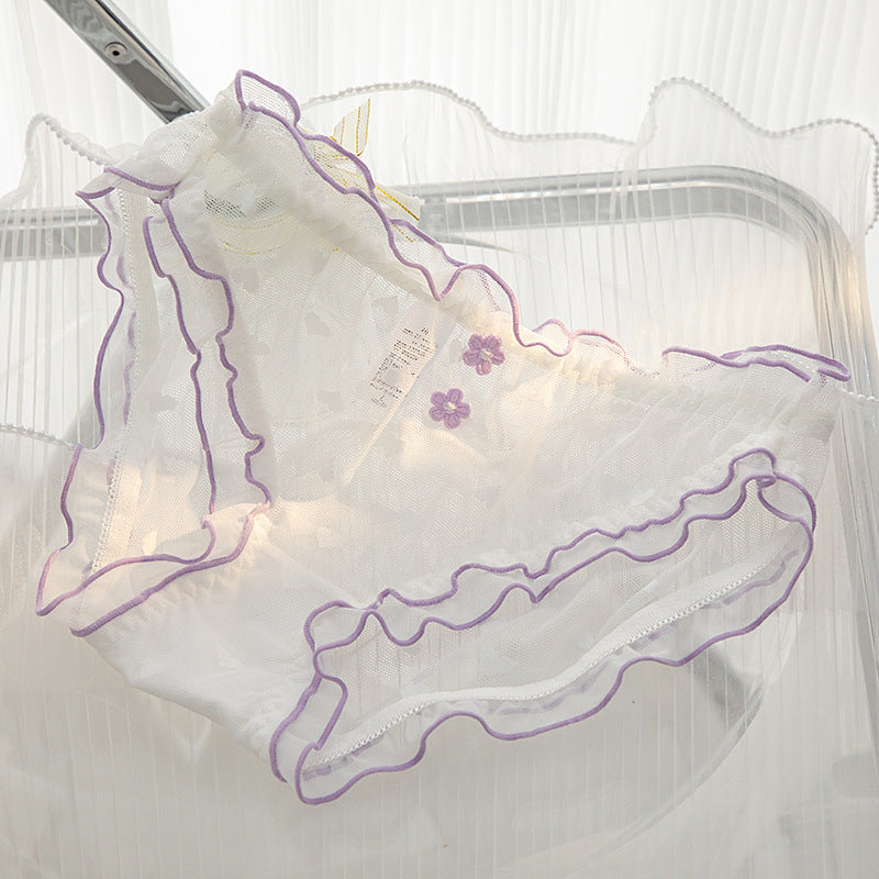 L-XL Women's Underwear Panty elegant Lace Panties Girls' Flower Comfort Briefs Middle Waist Seamless Underpants Female Lingerie