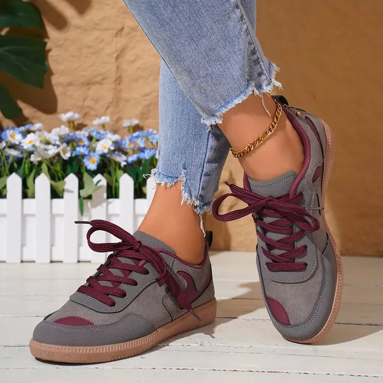 Sneakers Women Fashion Platform Casual Single Shoes Breathable Flat Bottom Lace Up Lightweight Sneakers Shoes Zapatos De Mujer