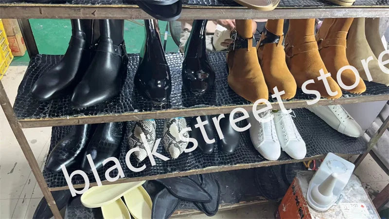 Ghete Black Street Original Design Goodyear Patchwork - Parte superioară din piele, talpă din cauciuc, mărimi 40–46