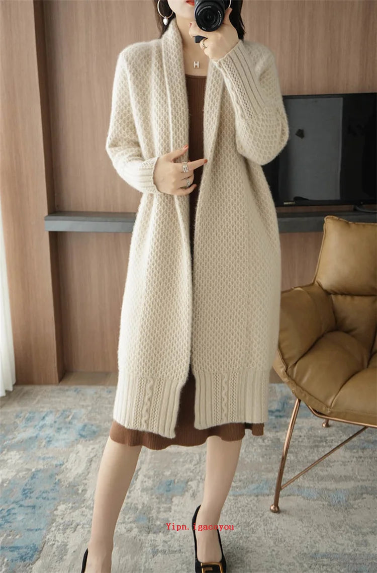 Yipn.igacoyou Cardigan Strickjacke Locker - Länge 66 cm Größe S-XL