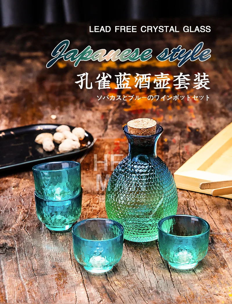 Japanese Hammer Pattern Glass Wine Set Sake Pot Set Cocktail Cup Heat-resistant Scalding Wine Pot Wine Dispenser