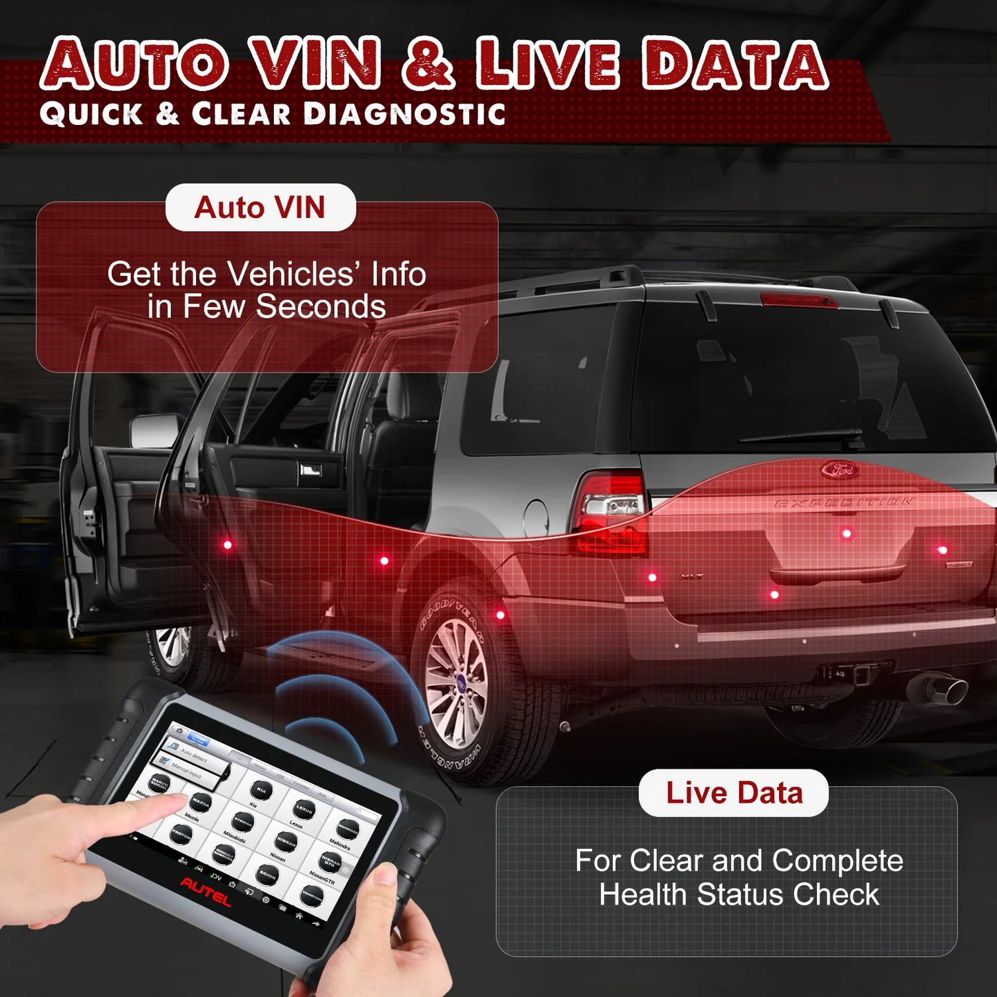 Autel MaxiCOM MK808BT Pro OBD2 Scanner Auto Diagnosegerät Code-Leser mit Aktiv-Test, Vollsystem-Diagnose, 28+ Services