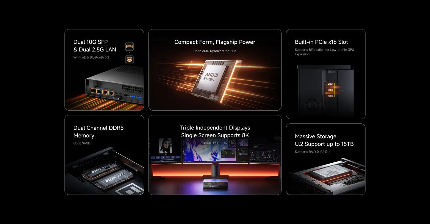 MINISFORUM MS-A2 Mini-PC Ryzen 9 - 1.5TB, 2x10G, 3xM.2