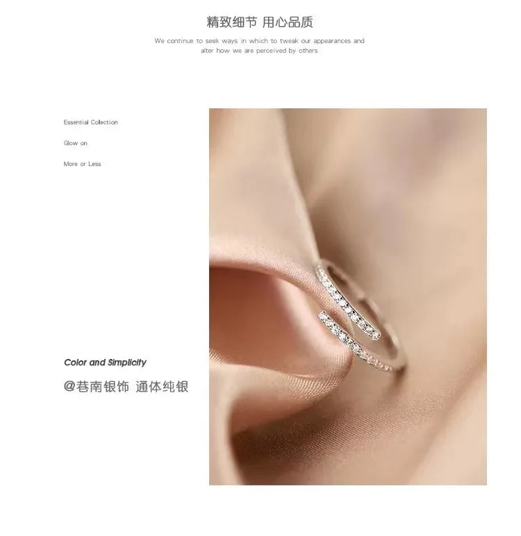 REETIC Ring Verstellbar Zirkon - 925 Silber 2g Offen