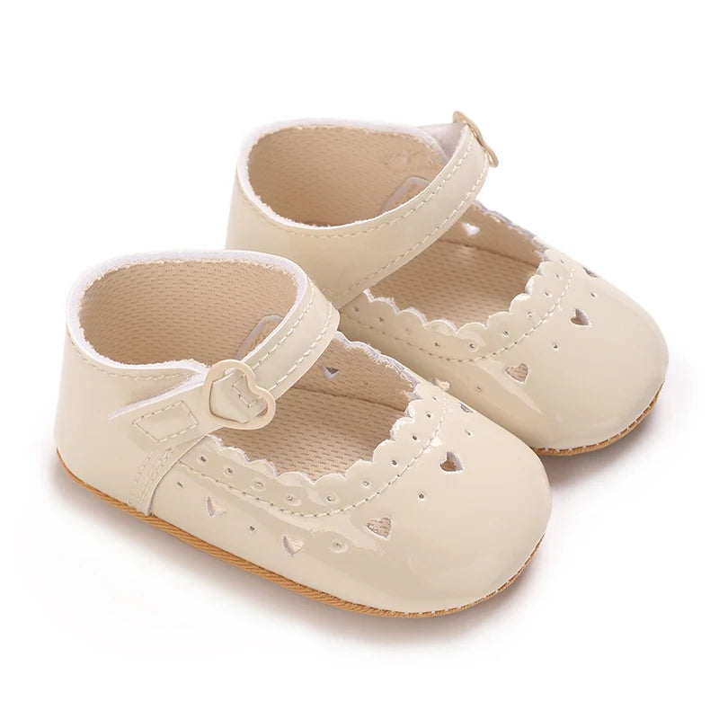 Einfarbige Baby Mädchen Mary Jane Schuhe 2025 - Weiche Gummisohle Anti-Rutsch - Frühling Herbst Prinzessin Schuhe 0-18M
