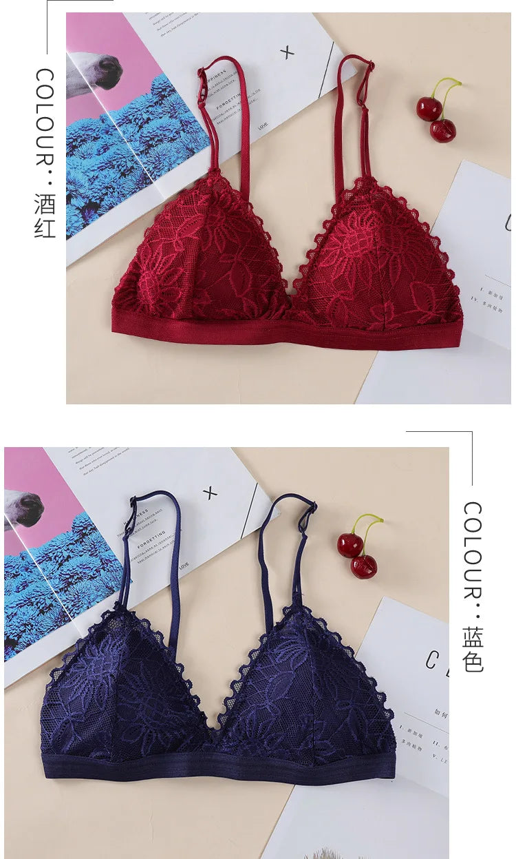 elegant Floral Lace Bra Top For Women Push Up Female Lingerie breathable Bralette Removable Pad Thin Fashion New Wireless Bras