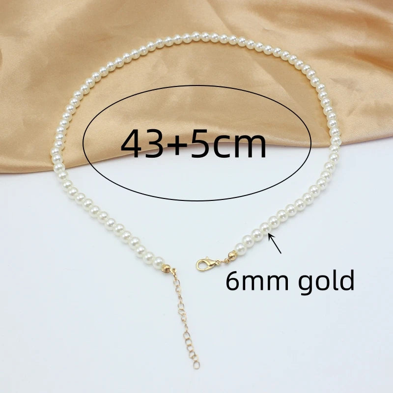DAIZHEMEI GIFT Perlenkette Mit Anhänger - 42 5cm Beige