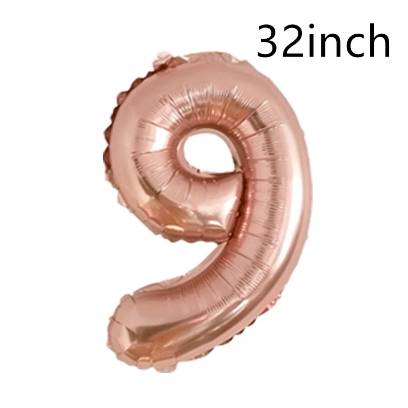 QIJOYJU Rosegold Zahlballon - 32 Zoll 1 Stück Nummer