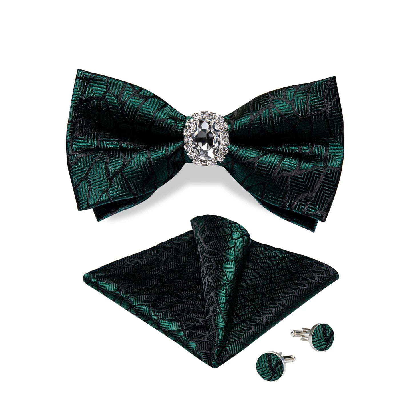 Set de butoni de buzunar cu nod fluture pentru bărbați, din mătase, de designer, pentru nuntă