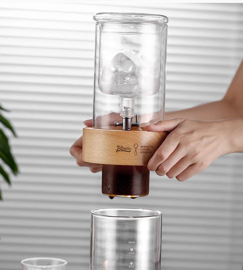 Glass Ice Drip Cold Brew Coffee Pot Portable Ice Cold Drinking Coffee Maker Home Kitchen Use Pour Over Kettle Removable Cleaning