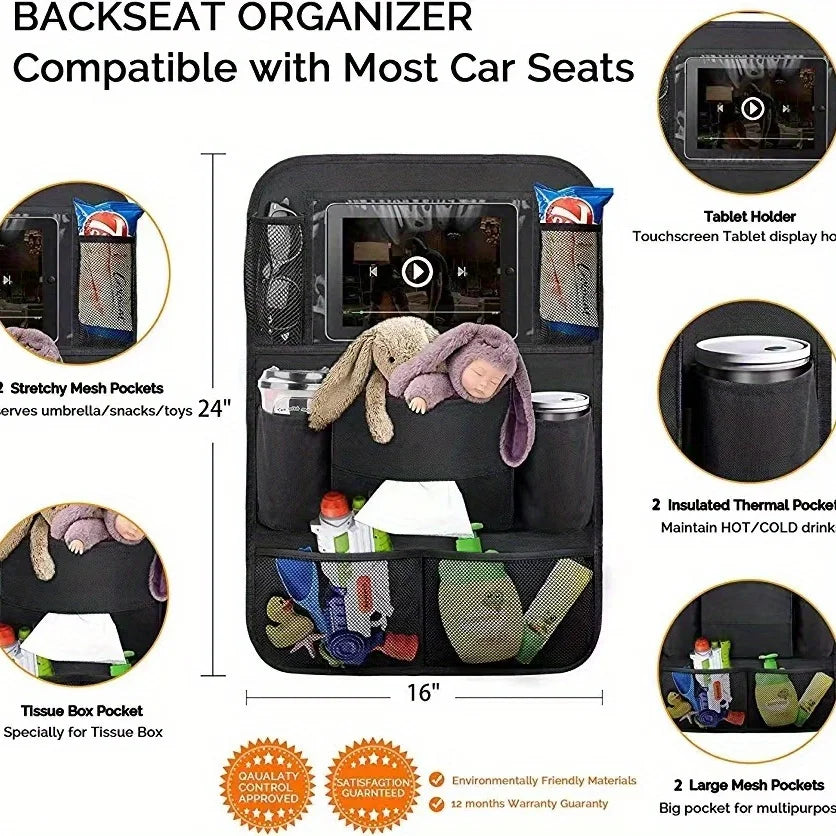 Organizator de călătorie 2025: Multifuncțional pentru spătarul scaunului auto - Colecție de călătorie cu ecran tactil