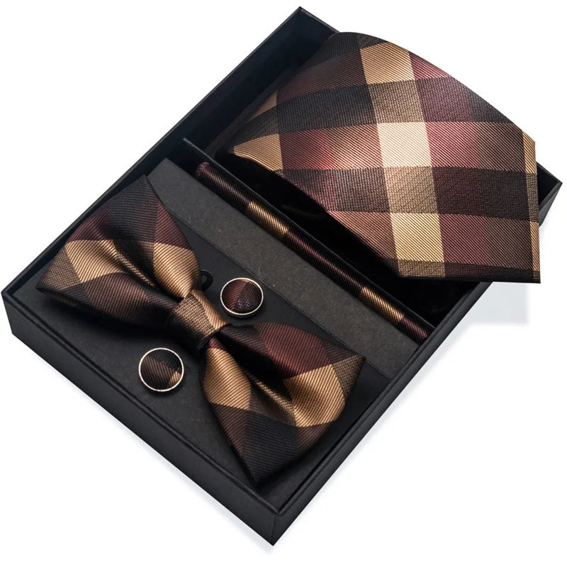 Men's Tie Pin cuff square bow Tie with pocket square cufflinks Set Paisley Men's Business Wedding Suit Accessories 6-piece set