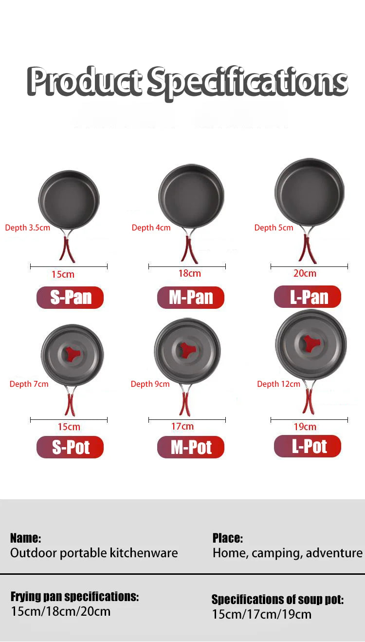 Outdoor camping cookware folding outdoor non stick pot boiling water outdoor set pot portable camping cookware tableware