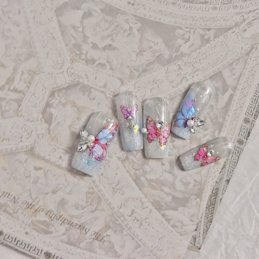 Shell Light Butterfly Nail Stickers High Quality Design Adhesive Stickers Nail Art Decoration Nail Supplies Decals Manicure Tool