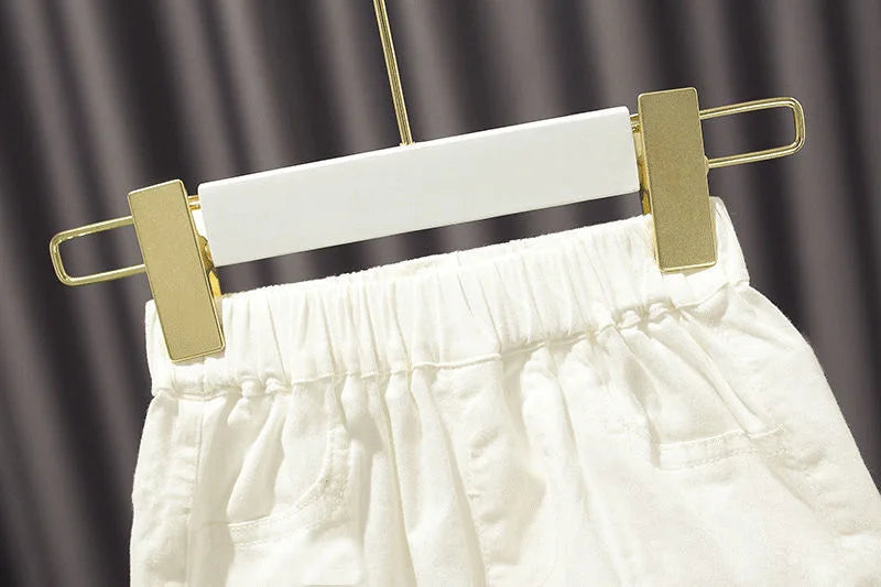 Fete ținută set 2022 seturi de haine de vară din dantelă cu gol costum pentru bebeluși tricou fără mâneci casual + pantaloni scurți copii haine seturi haine pentru bebeluși