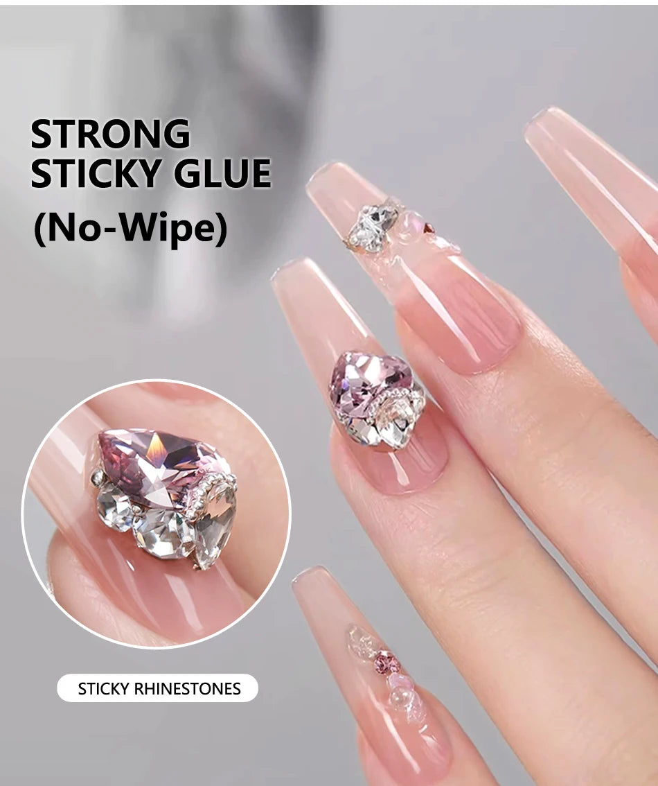 CHUNSHU Gel adeziv super puternic pentru unghii, pentru strasuri, decorațiuni Nail Art, 15G, fără ștergere, adeziv pentru pietre prețioase DIY, gel UV funcțional