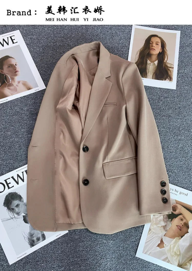 Elegant Office Lady Blazers for Women 2024 Fashion Long Sleeve Single Button Blazer Coats Female Top Suit Jackets Outerwears