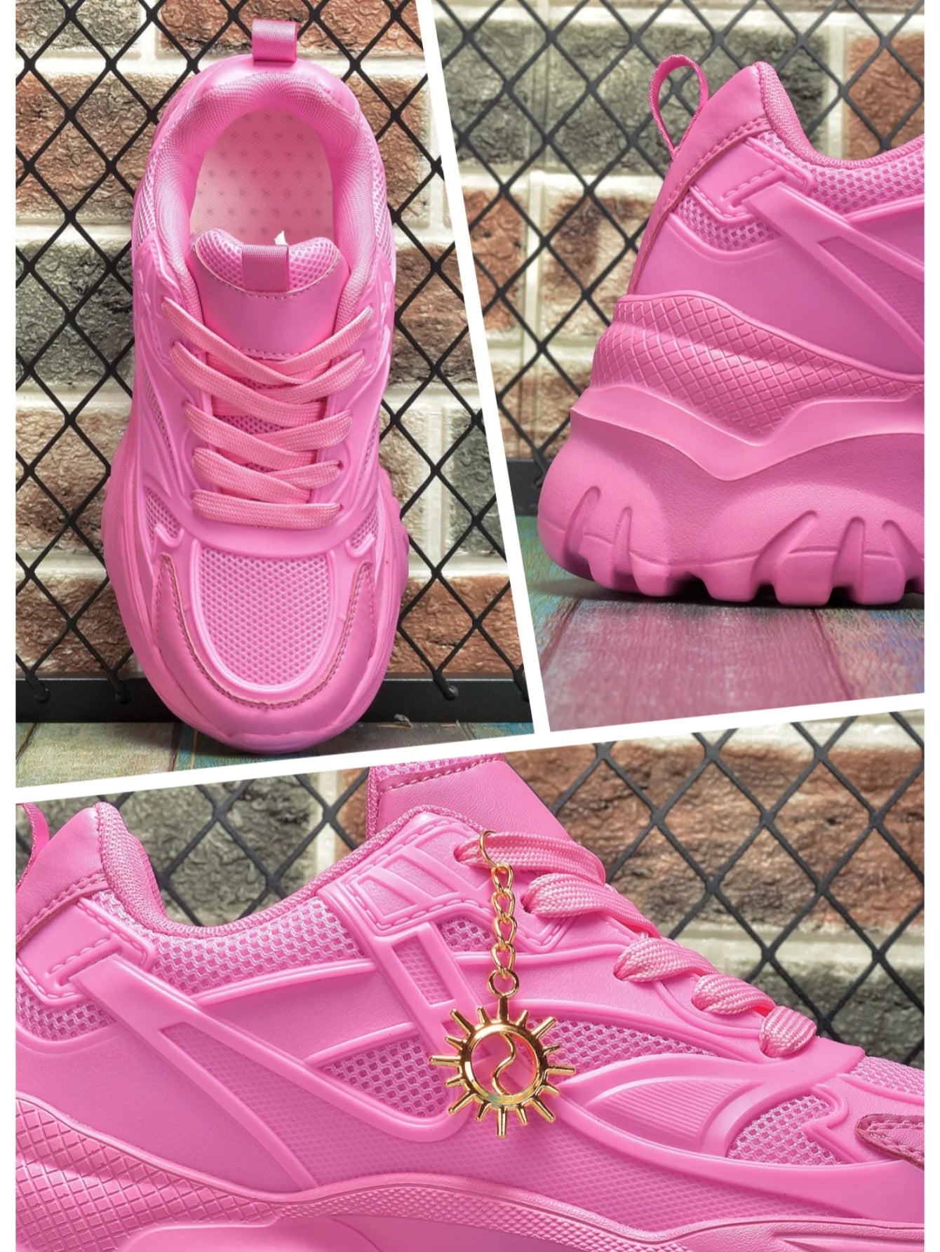 Women's fashion casual shoes Lightweight wear resistant non-slip platform sneakers high water platform pink heels for women