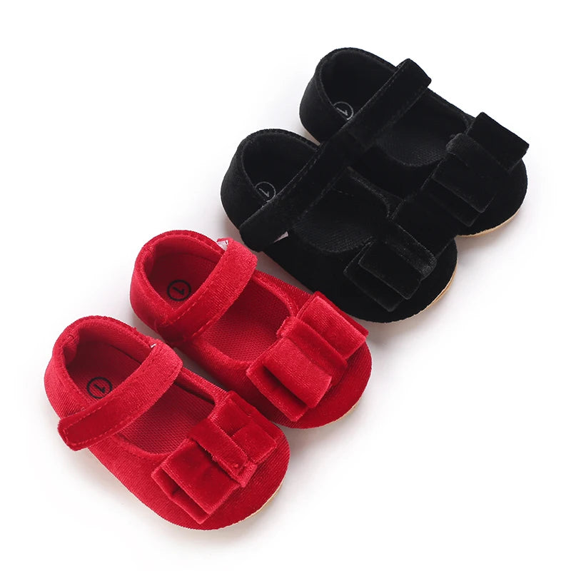 Baby-Prinzessinnen-Schuhe 2025: Velvet-Bow Flat-Shoes - First Step Collection