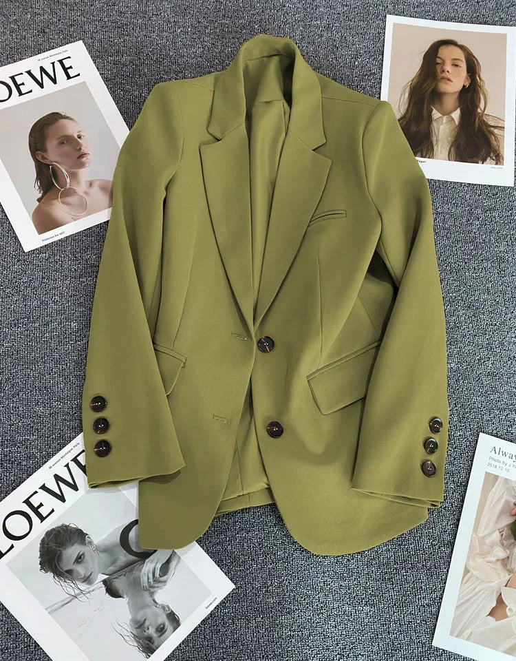 Elegant Office Lady Blazers for Women 2024 Fashion Long Sleeve Single Button Blazer Coats Female Top Suit Jackets Outerwears