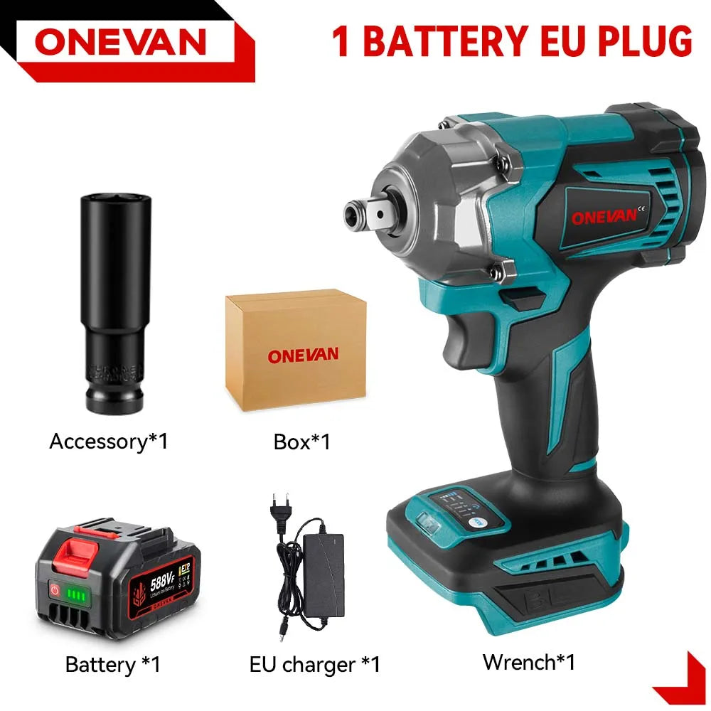 ONEVAN 1200N.M Brushless Electric Impact Wrench 3 Funtion 1/2" Cordless Screwdriver Electric Drill for BL1840B BL1850 18V Batter