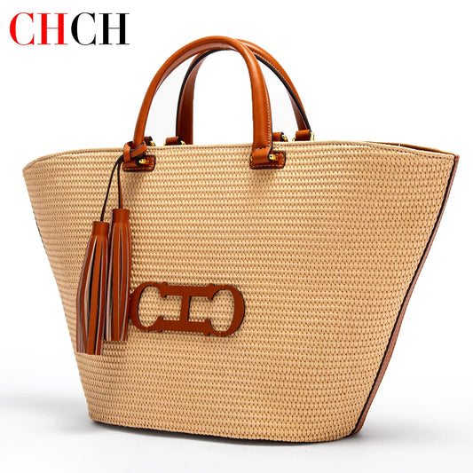 CHCH Women's Tote Bag 2024 New Vacation Beach Bag Beach Bag Handheld Shopping Bag