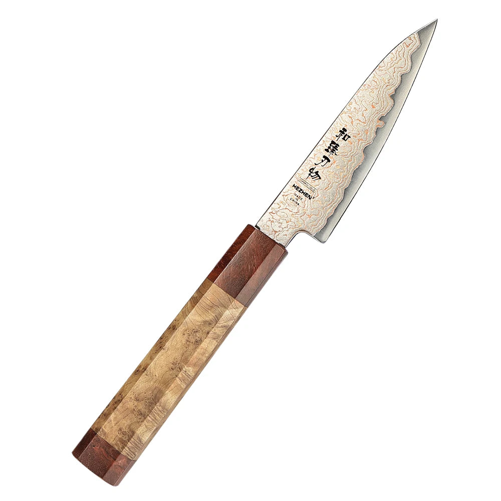 HEZHEN 1-5PC Knife Set 37 Layers Tricolour Copper Damascus Steel Chef Knife Classic Octagonal Handle Kitchen Knives Gift Box