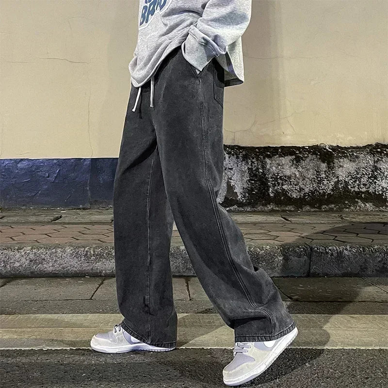 SHAN BAOC Loose Jeans Weit - Elastischer Bund Denims