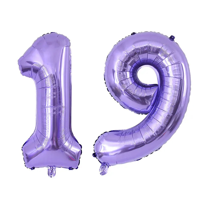 Purple Number Balloons 32 Inch Foil Balloon Adult Kids Birthday Anniversary Decoration Party Gold 0 1 2 3 4 5 6 7 8 9 Balloon