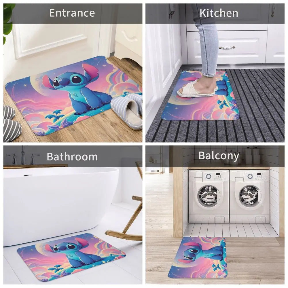 Custom Cartoon Stitch Floor Door Kitchen Bathroom Mat Anti-Slip Outdoor Doormat Bedroom Balcony Entrance Rug Carpet Footpad