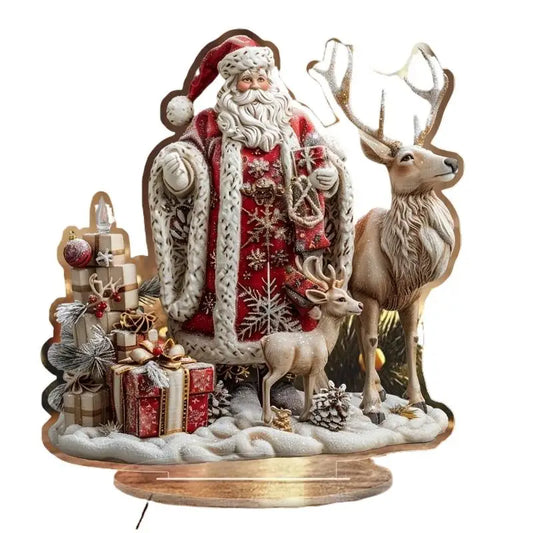 Santa Claus Tischdeko 2D Acryl Sockel - Größe 12 cm, Material Acryl