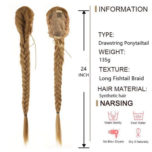 Ponytail extensions – 24 inch synthetic curly drawstring hairpiece for women