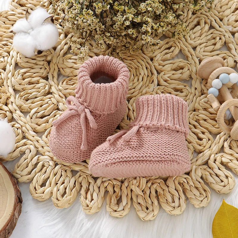 Baby Schuhe 2025 - Gestrickte Neugeborenen Boots Jungen Mädchen - Erste Laufschuhe Weiche Sohle 0-18 Monate