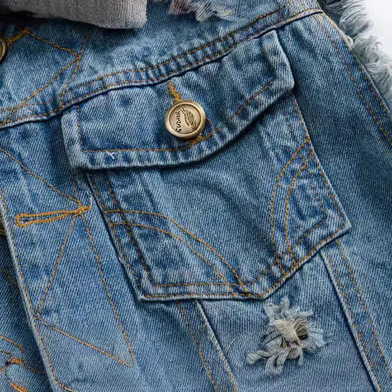 Men's Denim Vest Sleeveless Jackets Cotton Retro Streetwear Ripped Blue Jean Vests Fashion Hip Hop Waistcoat Men Clothing
