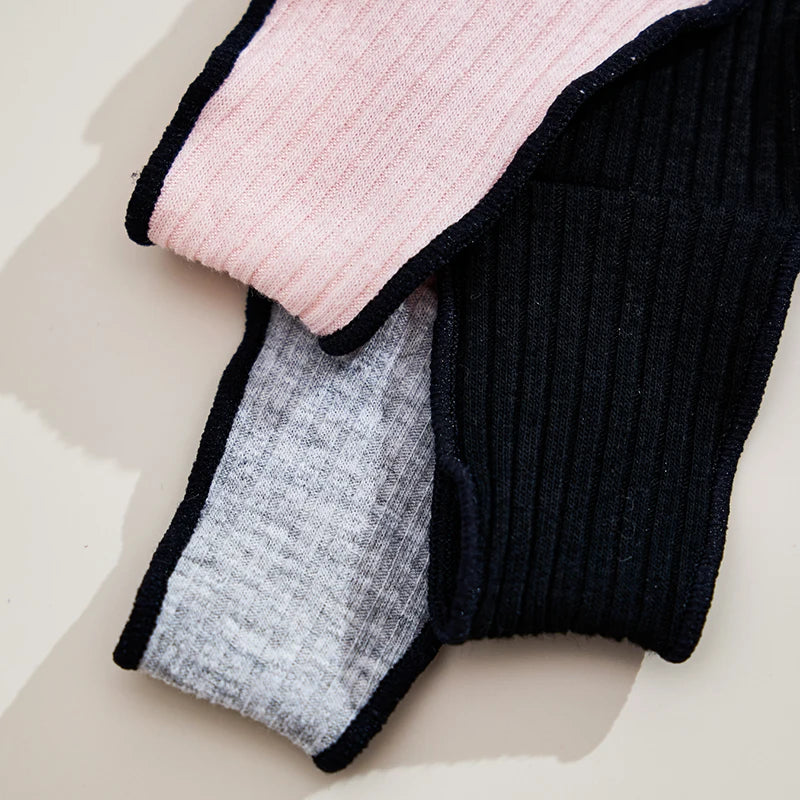 Lenjerie intimă pentru femei 2025: Set de 3 tanga din bumbac, talie joasă, simpli - Tanga eleganți, croială casual, confortabilă