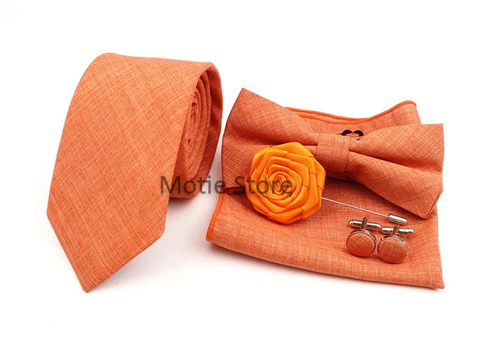 Neues Design 27-farbiger Männer-Accessories-Set: Klassische Baumwoll-Taschentuch, Manschettenknöpfe, Fliege für Hochzeit, Party, Geschenke