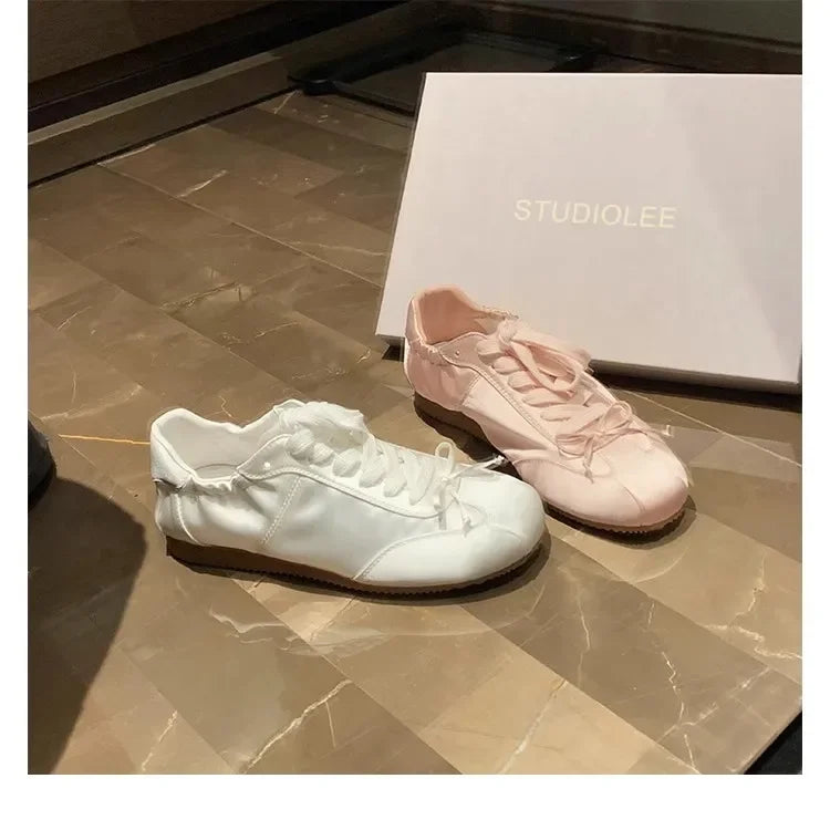 Comemore 2025 Neu Sommer Damen Ballet Stil Süß Mädchen Sport Board Schuhe Mode Satin Schleife Freizeit Flats Damen Komfortabel