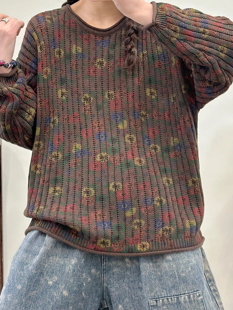 Amax LuluE Pullover Bedruckt Winter OAusschnitt-XL Baumwolle