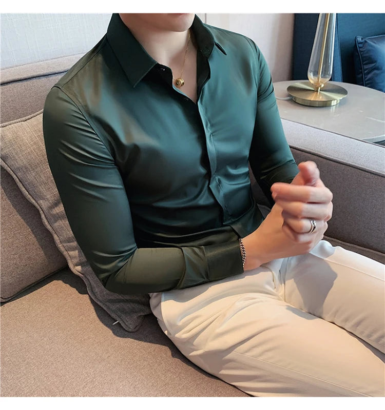 8Farben SlimFit Langarmhemd - Gr. M-L, Feiner Stoff