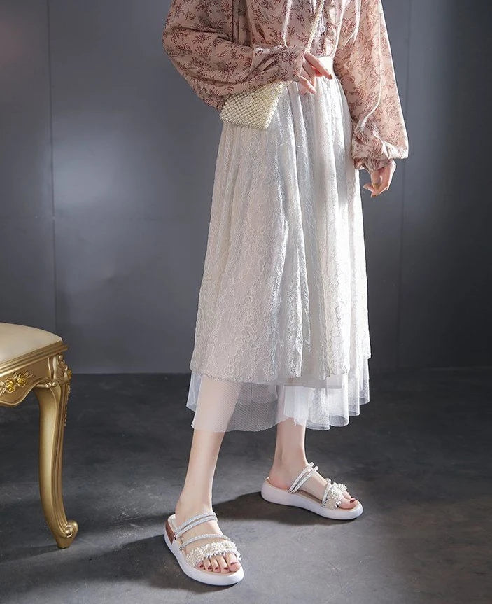 Perlen Damen Sandalen Platform Strass - Luxus Damen Schuhe Sommer Korea Designer - Die Besten 2025 Anti Rutsch Günstiger Preis