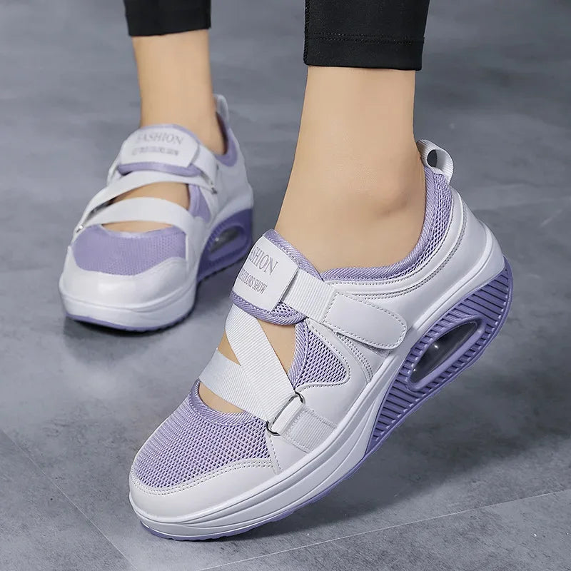 Women's Shoes 2022 Fashion Breathable Wedge Air Sneakers Lightweight Platform Sport Shoes Summer Woman Vulcanize Shoes - Golden Bridge Store