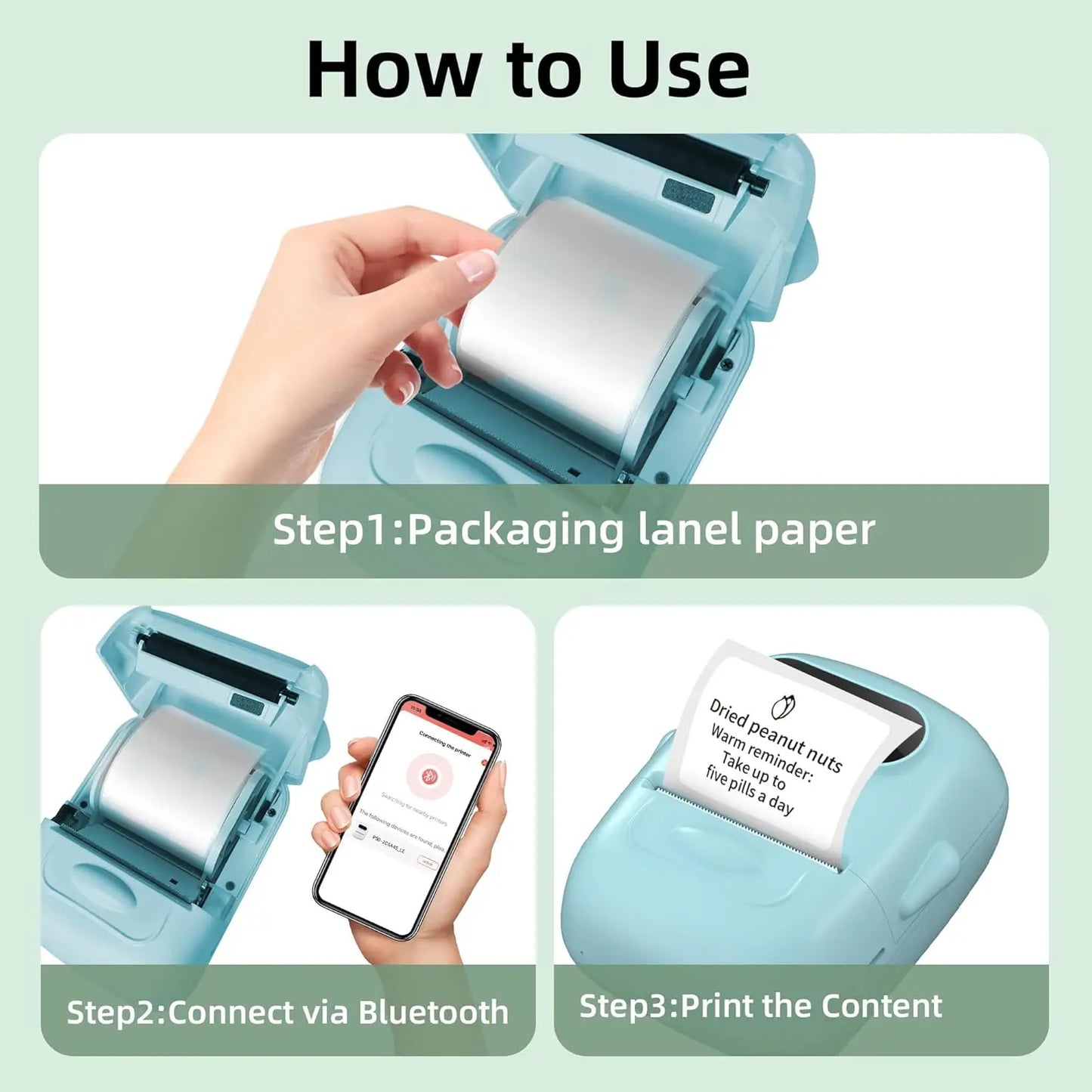 MARKLife P50 Bluetooth Etikettendrucker - Thermischer Mini Drucker für Barcode & Preisschilder